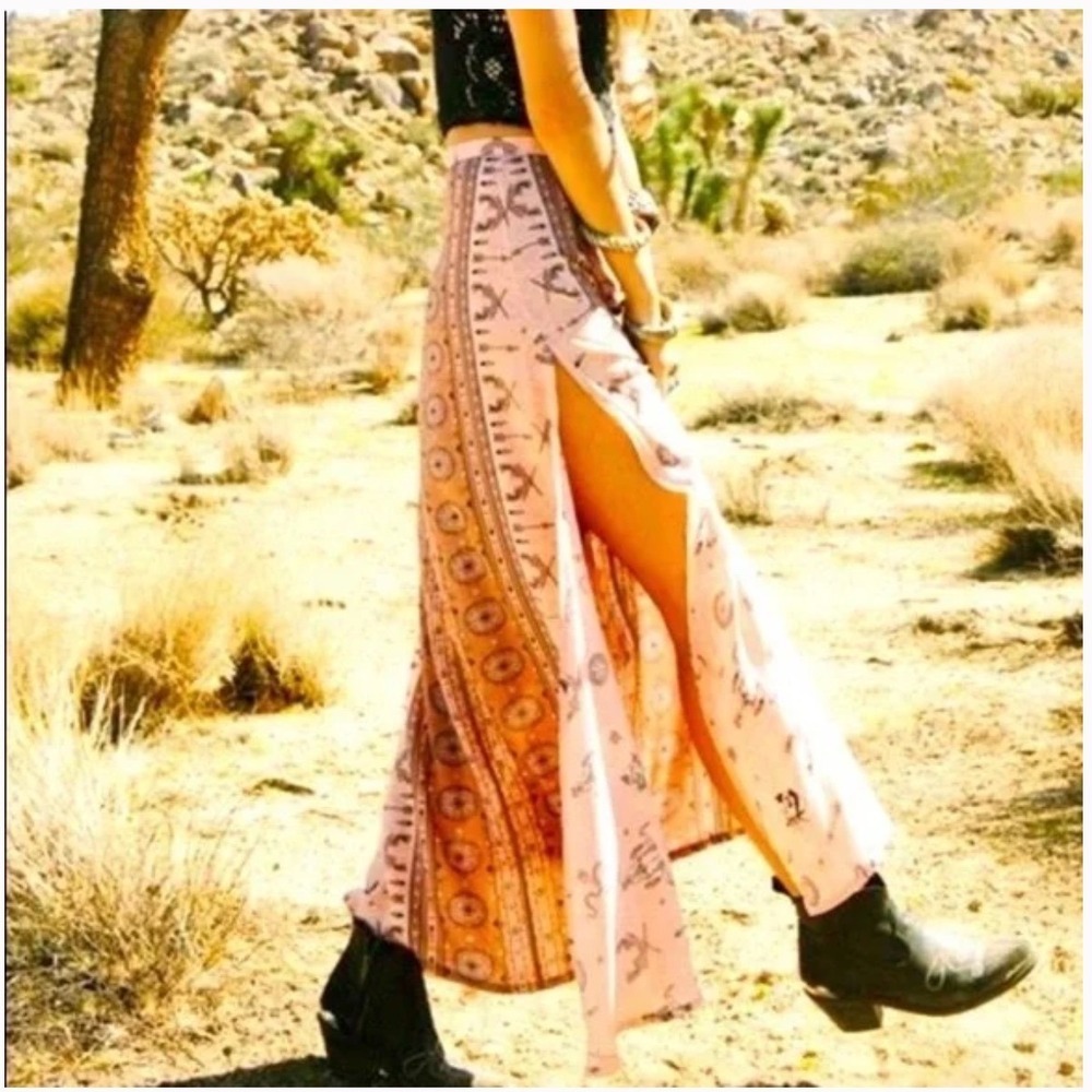 Vtg Rare Spell & The Gypsy Collective Coyote Maxi Split Skirt M Boho Festival - Picture 2 of 10